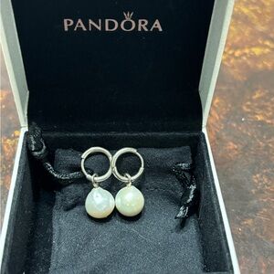 Pandora Silver pearl earrings